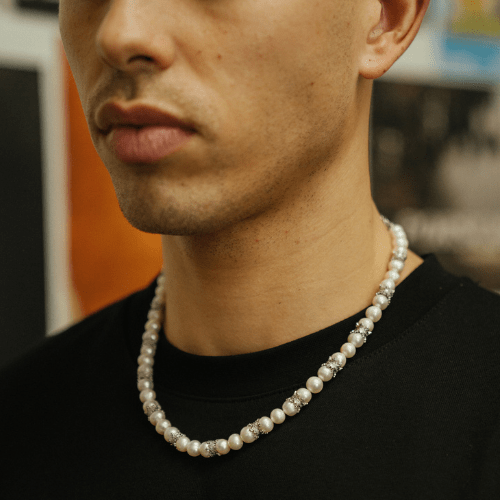 Collana di Perle Vere Crown (Argento)