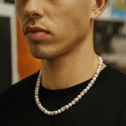 Collana di Perle Vere Crown (Argento)