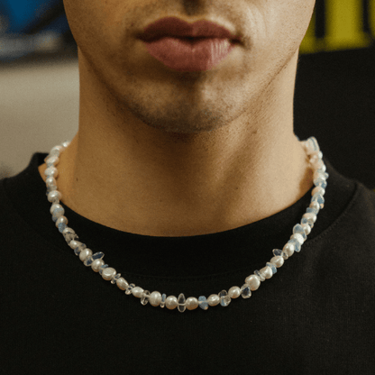 Collana in Quarzo Blu con Perle Vere (Argento)