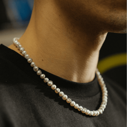 Collana con Perle Vere a Catena (Argento)