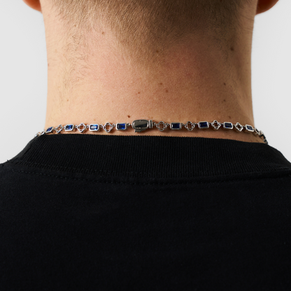 Collana a Trifoglio in Gemma Blu (Argento)
