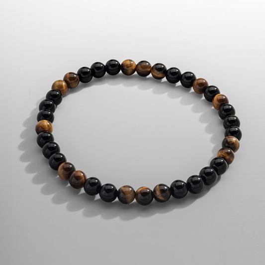Bracciale in Pietre di Tiger's Eye e Obsidiana