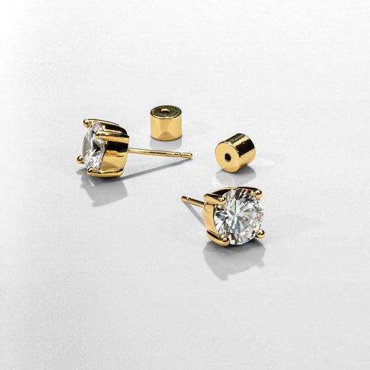 Orecchini a Perno con Diamante Rotondo (Oro)