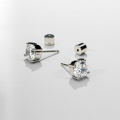 Orecchino a Perno Rotondo in Diamante (Argento)