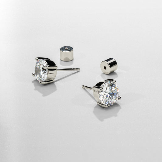 Orecchino a Perno Rotondo in Diamante (Argento)