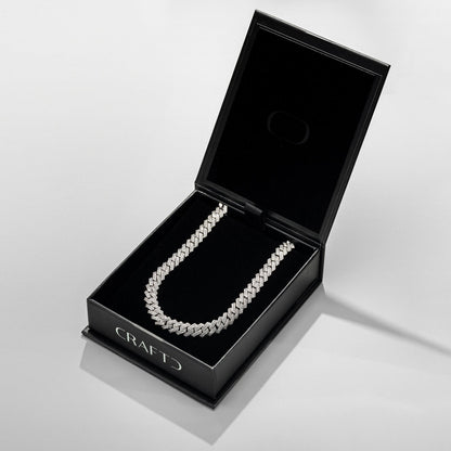 Collana Cubana Iced Prong Link (Argento) 8mm