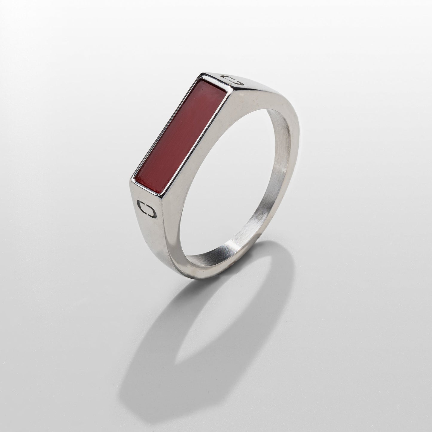 Anello Sigillo in Pietra Rossa (Argento)