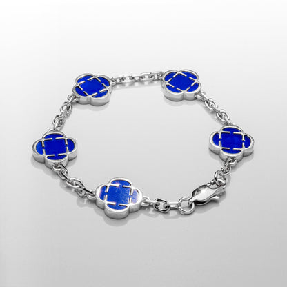 Bracciale in Pietra Blu Clover (Argento)