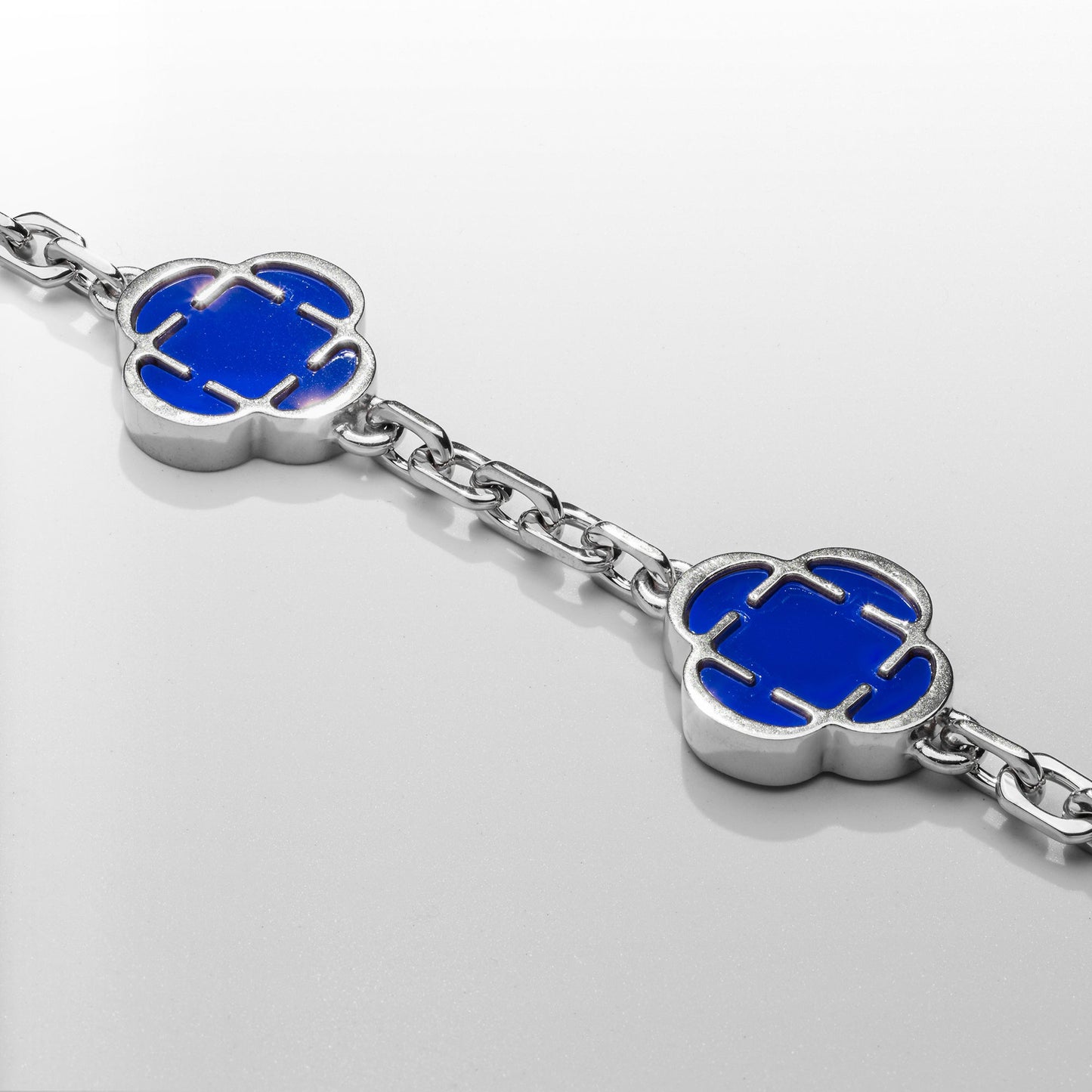 Bracciale in Pietra Blu Clover (Argento)