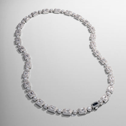 Collana Iced con Link a Baguette (Argento)