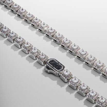 Collana Tennis Cluster Stone (Argento)