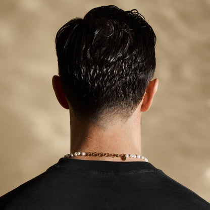 Collana di Perle Reali con Perline Ghiacciate (Oro)