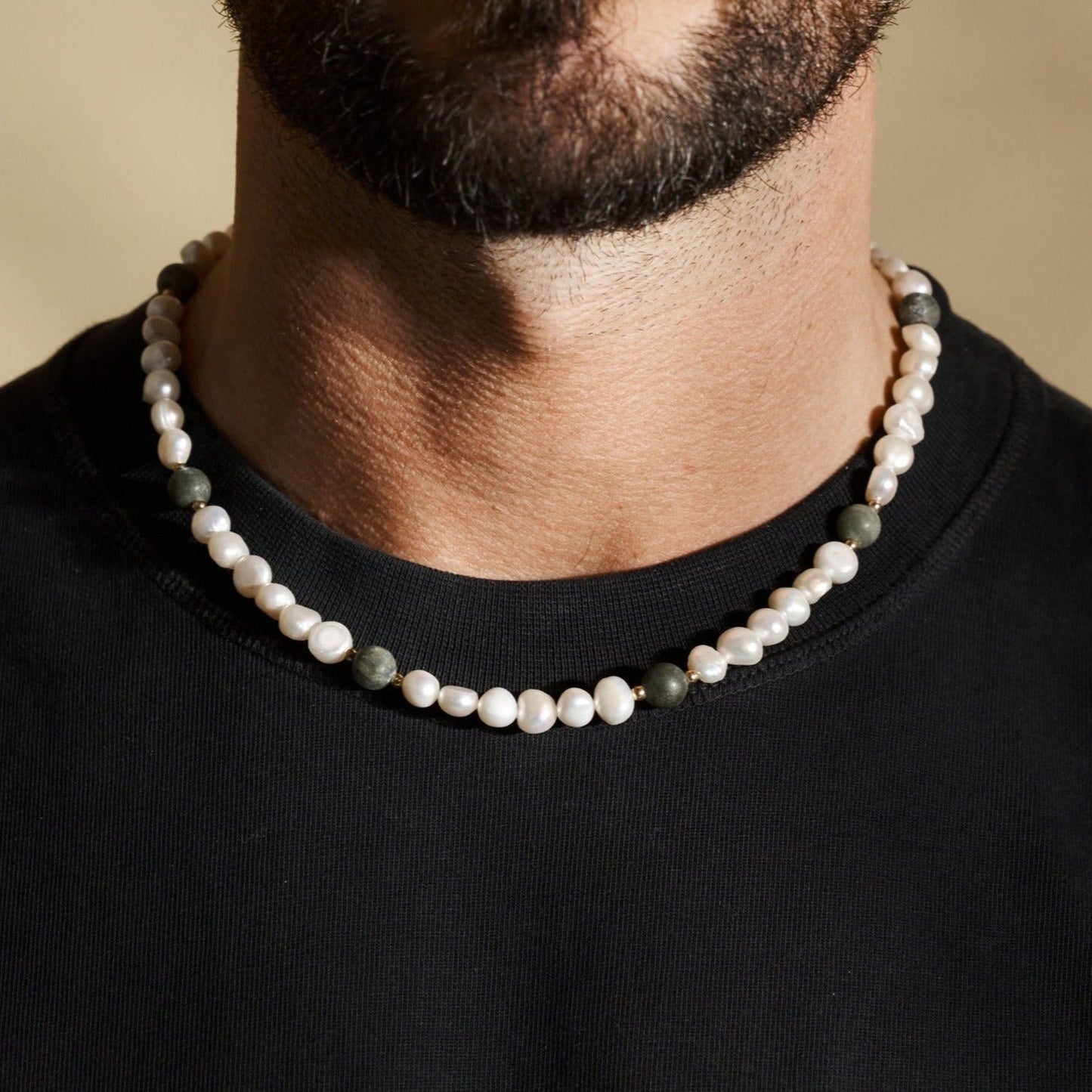 Collana di Perle Reali Verde Foresta