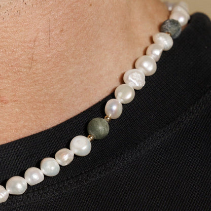 Collana di Perle Reali Verde Foresta