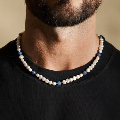Collana in Perle Vere - Blu Cobalto