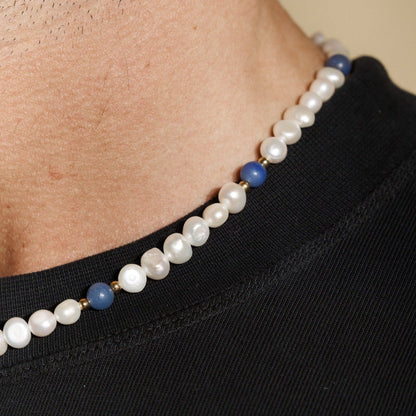 Collana in Perle Vere - Blu Cobalto
