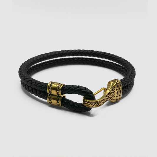 Bracciale in Pelle con Corda (Oro)