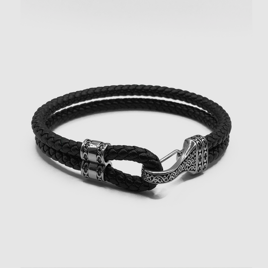 Bracciale in Pelle con Corda (Argento)