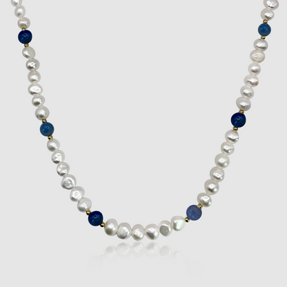 Collana in Perle Vere - Blu Cobalto