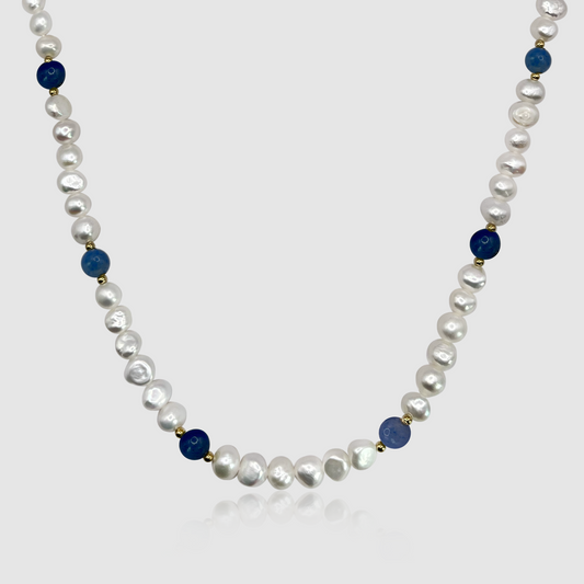 Collana in Perle Vere - Blu Cobalto