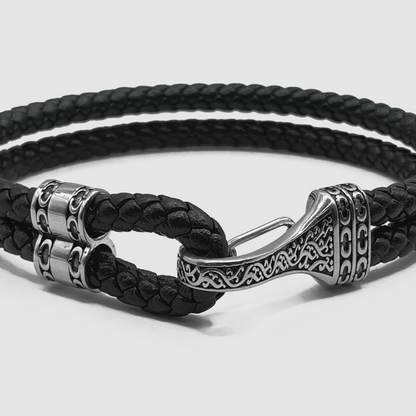 Bracciale in Pelle con Corda (Argento)