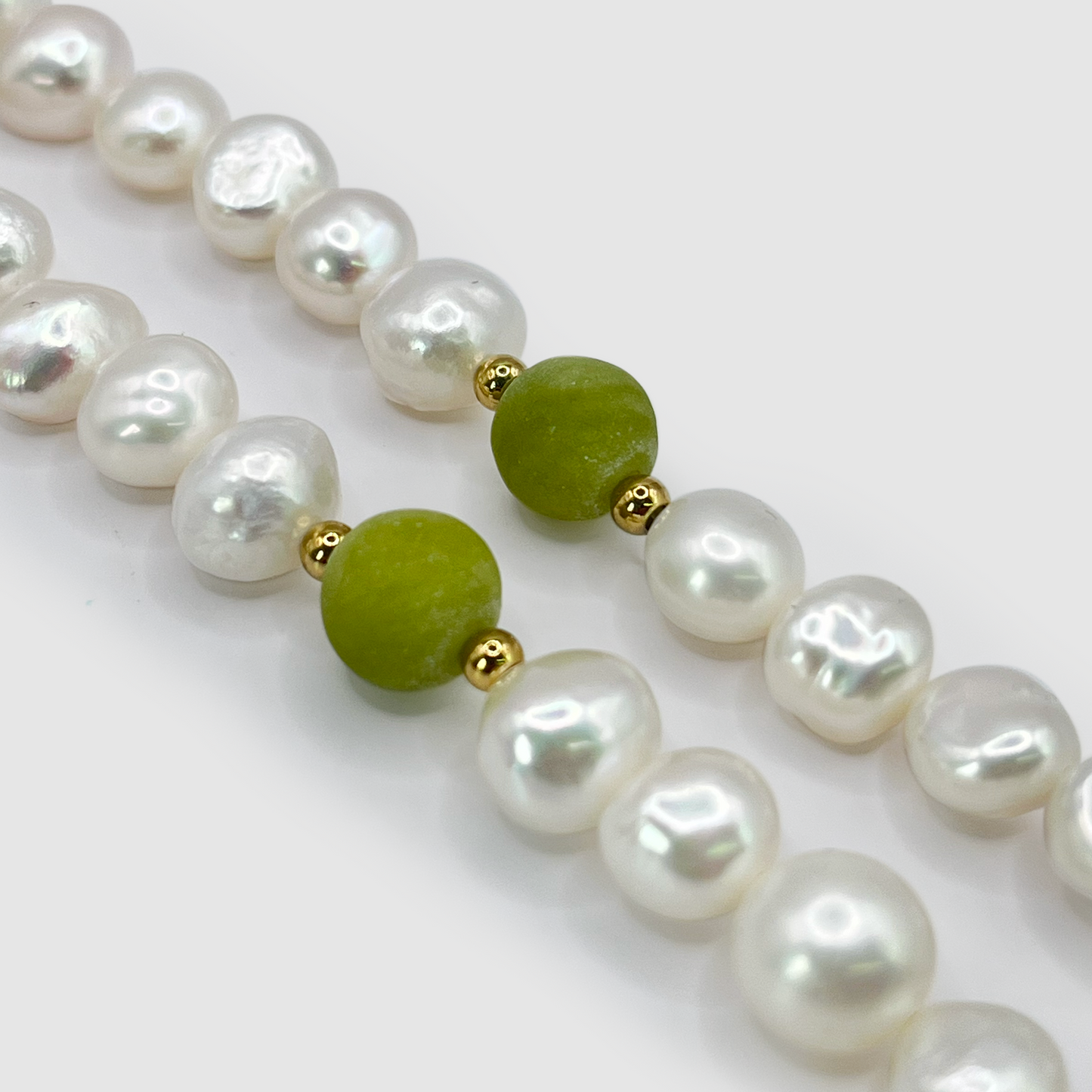 Collana di Perle Reali Verde Foresta