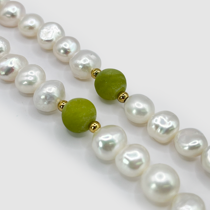 Collana di Perle Reali Verde Foresta