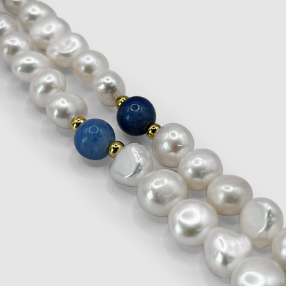 Collana in Perle Vere - Blu Cobalto