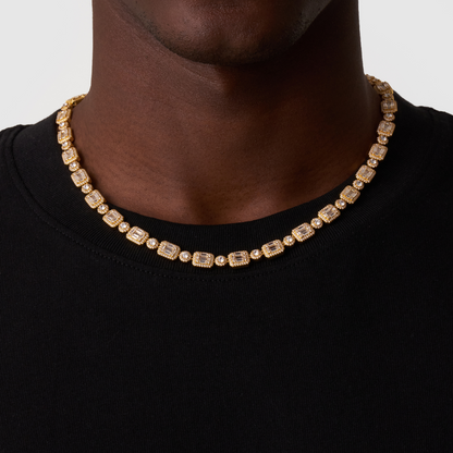 Collana Iced con Link a Baguette (Oro)
