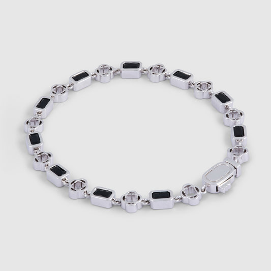 Bracciale in Onice a Quattro Foglie (Argento)