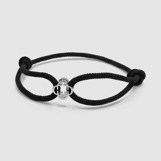 Bracciale in Cordino Nero (Argento)
