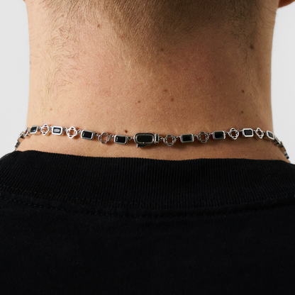 Collana in Onice a Forma di Trifoglio (Argento)
