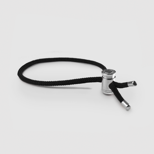 Bracciale con Chiusura a Corda Nera (Argento)