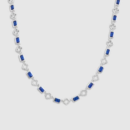 Collana a Trifoglio in Gemma Blu (Argento)