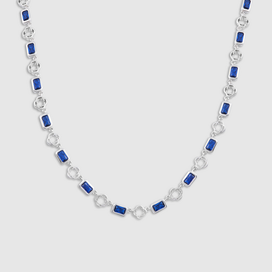 Collana a Trifoglio in Gemma Blu (Argento)