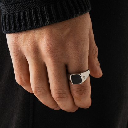 Anello Signet in Pietra Onice (Argento)