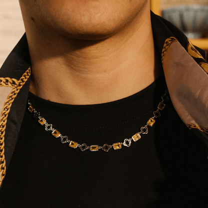 Collana a Quadrifoglio in Gemma Gialla (Argento)