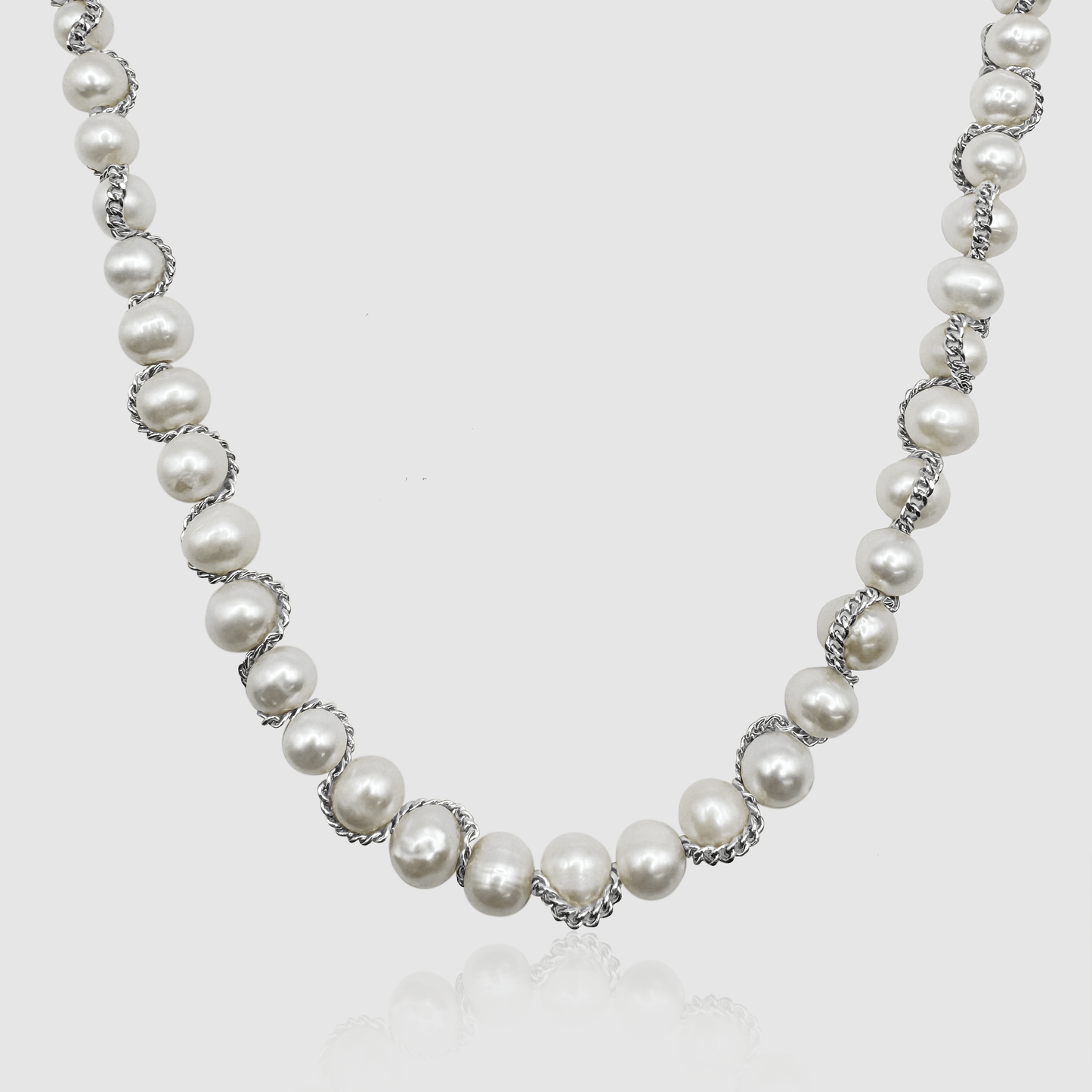 Collana con Perle Vere a Catena (Argento)