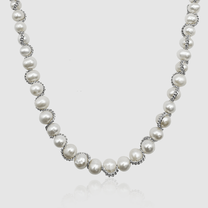 Collana con Perle Vere a Catena (Argento)