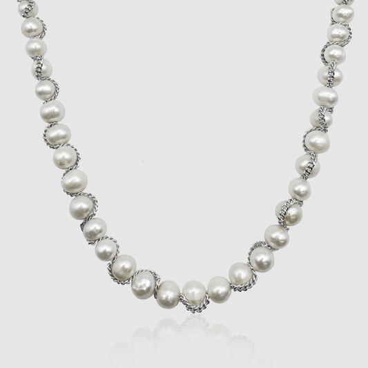Collana con Perle Vere a Catena (Argento)
