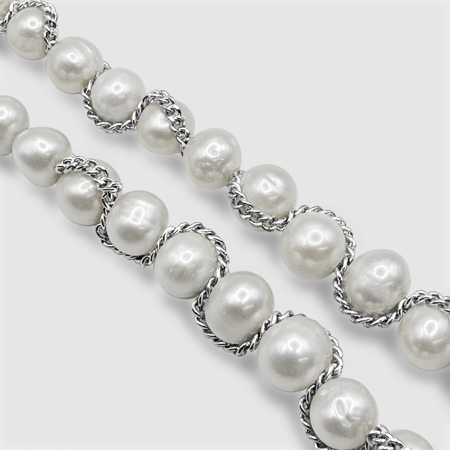 Collana con Perle Vere a Catena (Argento)