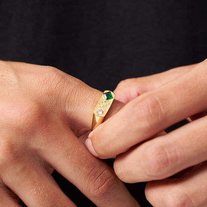 Anello Sigillo Vintage in Pietra (Oro)