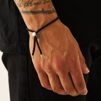 Bracciale con Chiusura a Corda Nera (Argento)