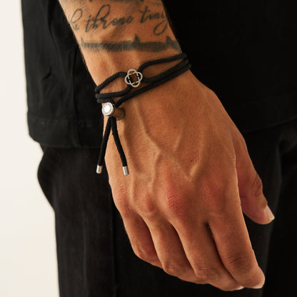 Bracciale con Chiusura a Corda Nera (Argento)