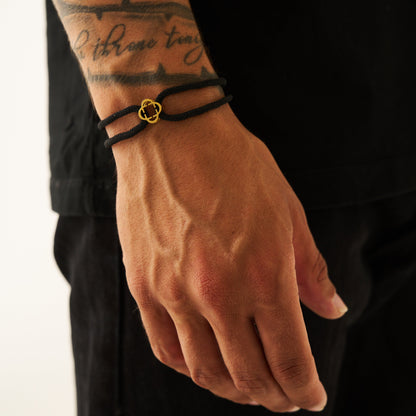 Braccialetto in Cordino Nero (Oro)