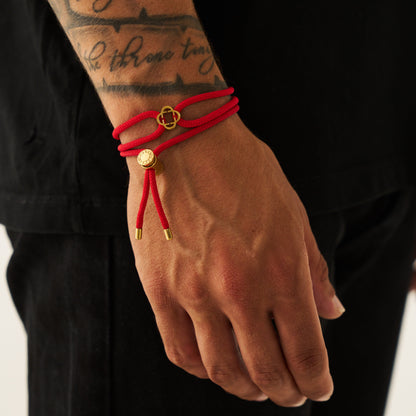 Bracciale con Chiusura a Toggle in Cordino Rosso (Oro)