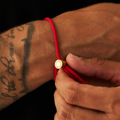 Bracciale con Chiusura a Toggle in Cordino Rosso (Oro)