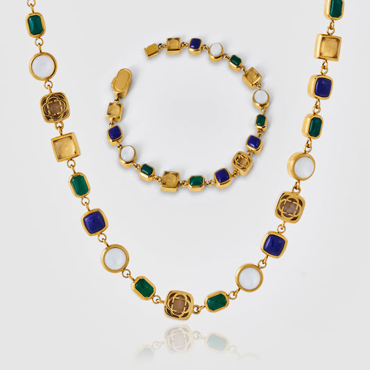 Set di Gemme in Cristallo Blu (Oro)
