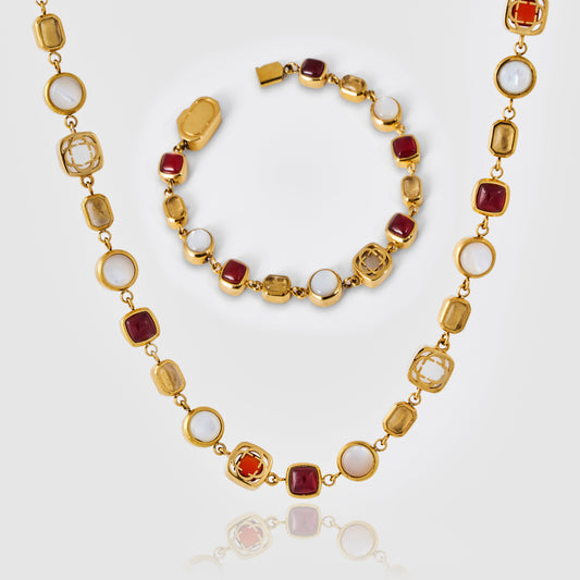 Set di Gemme di Cristallo Rosso (Oro)