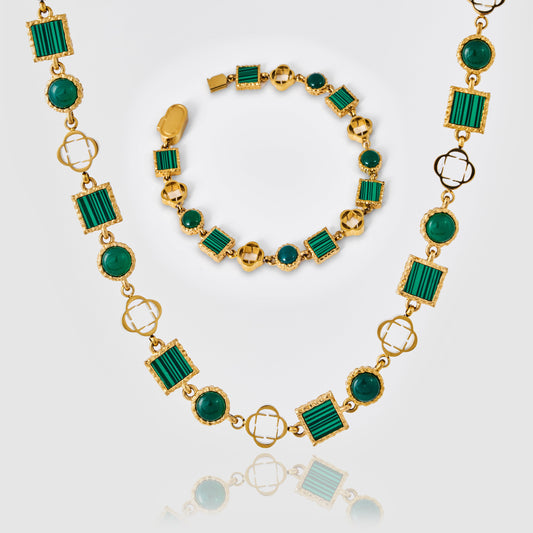 Set di Gemme in Quarzo Verde (Oro)